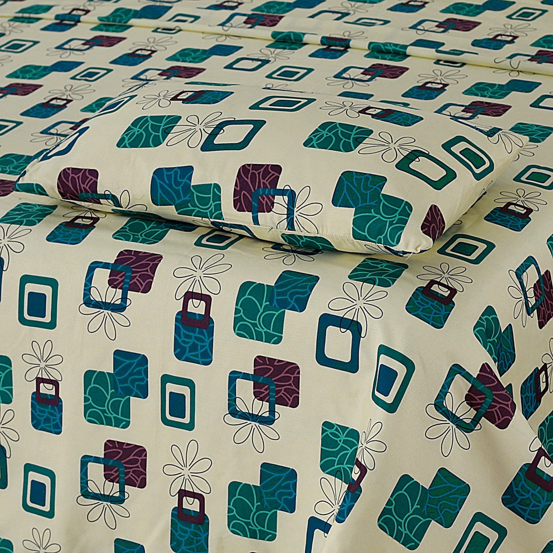 Abstract Square 3Pcs Printed Cotton Punch