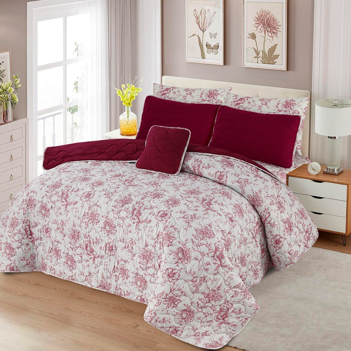 Floral Maroon 7-Pcs Cotton Punch