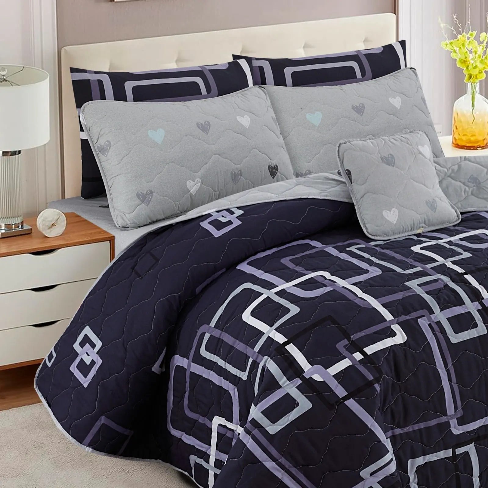 Purple Grey Horizon 7-Pcs Cotton Punch