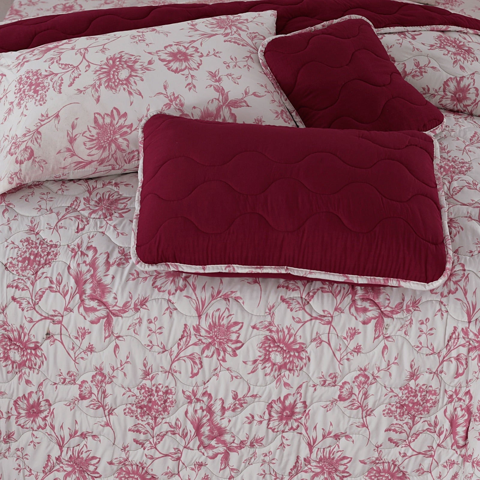 Floral Maroon 7-Pcs Cotton Punch