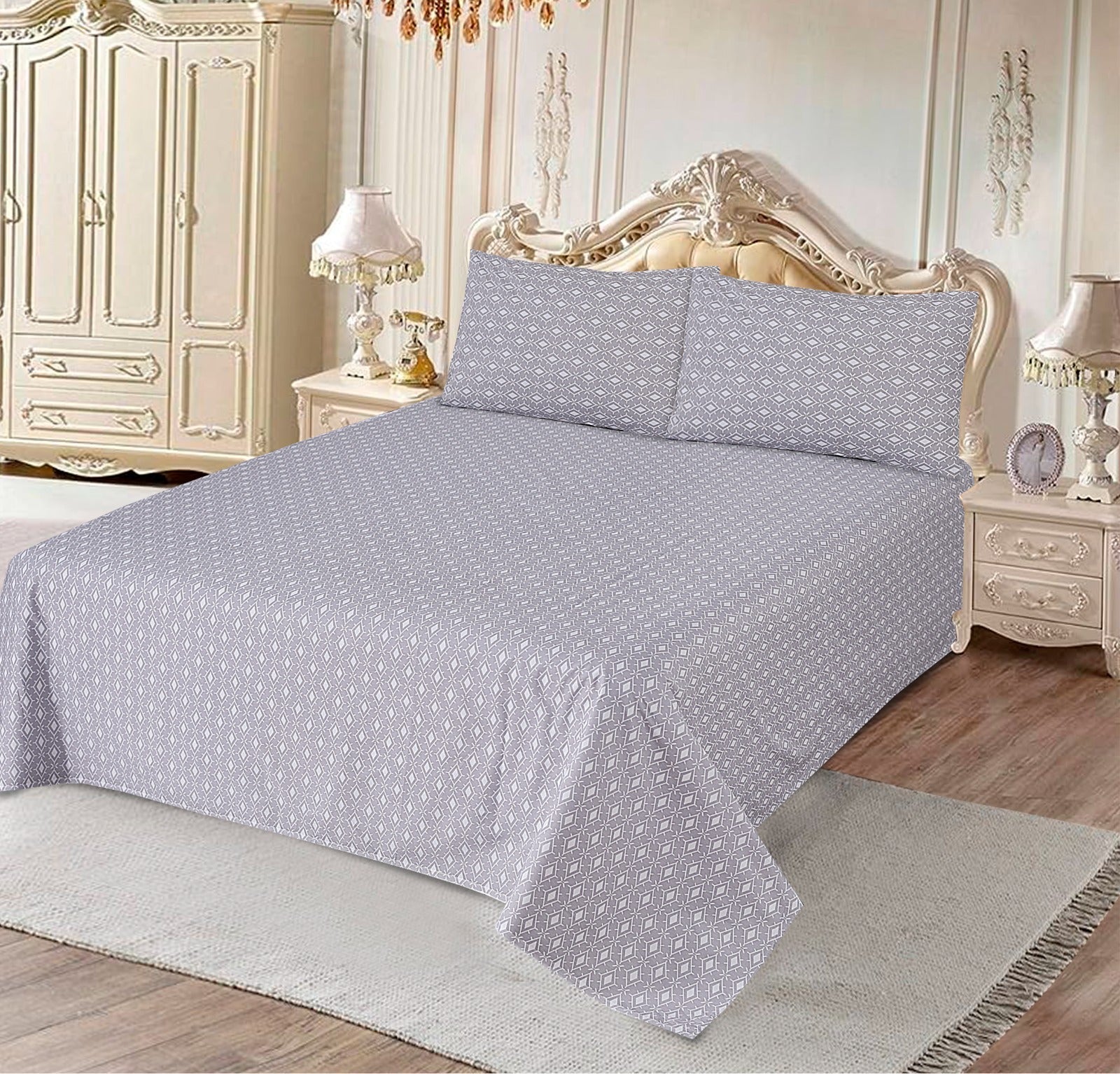 Percale Box Grey 3Pcs Printed Cotton Punch