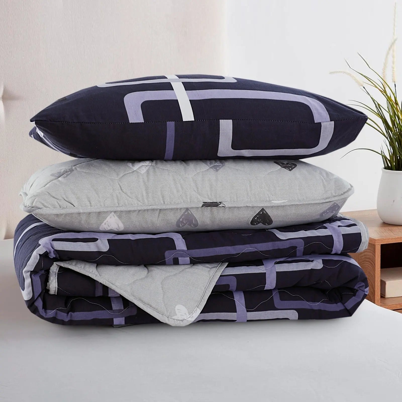 Purple Grey Horizon 7-Pcs Cotton Punch